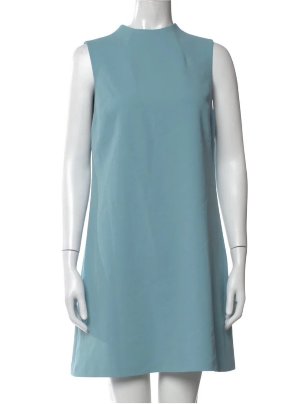 Alice + Olivia Ice Aqua Sleeveless Mock Neck Mini Dress